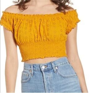 Riley & James XL (juniors) Y2K Mid drift middi summer yellow eyelet sunflower